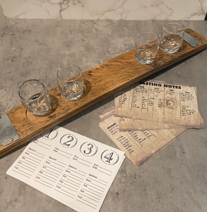 Bourbon / Whiskey Tasting Kit and Bourbon Barrel 4 Glass Stand