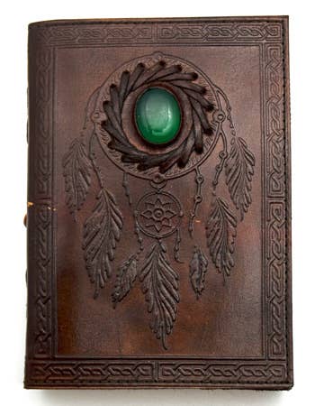Dreamcatcher Leather Embossed Journal with Genuine Stone