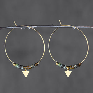 Brass Hoops w/ African Turquoise & Arrow Earrings
