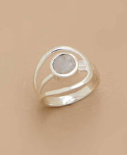 Load image into Gallery viewer, Sterling Silver Loop Ring With Moonstone: Size 6
