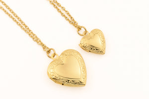 Heart Locket Necklace - Vintage Style Locket Heart Pendant: Small (15x17mm) / Gold / 20"