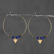 Load image into Gallery viewer, Brass Hoops &amp; Arrow Gemstone Earrings
