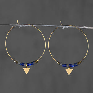 Brass Hoops w/ Lapis & Arrow Earrings