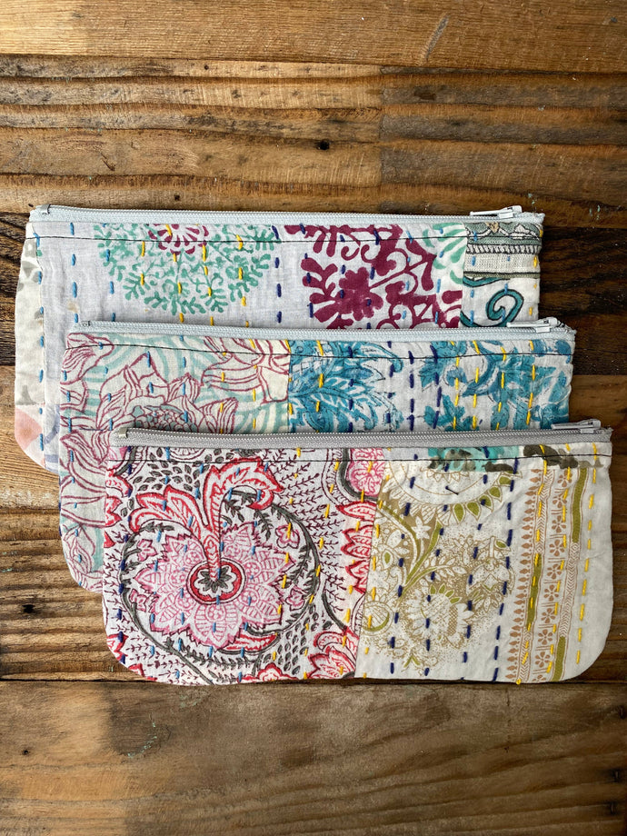 Three Assorted Patchwork Pencil/Cosmetic Zip Case