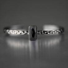 Load image into Gallery viewer, Thin Hand Hammered Cuff w/ Semi Precious Gemstone (Gunmetal)
